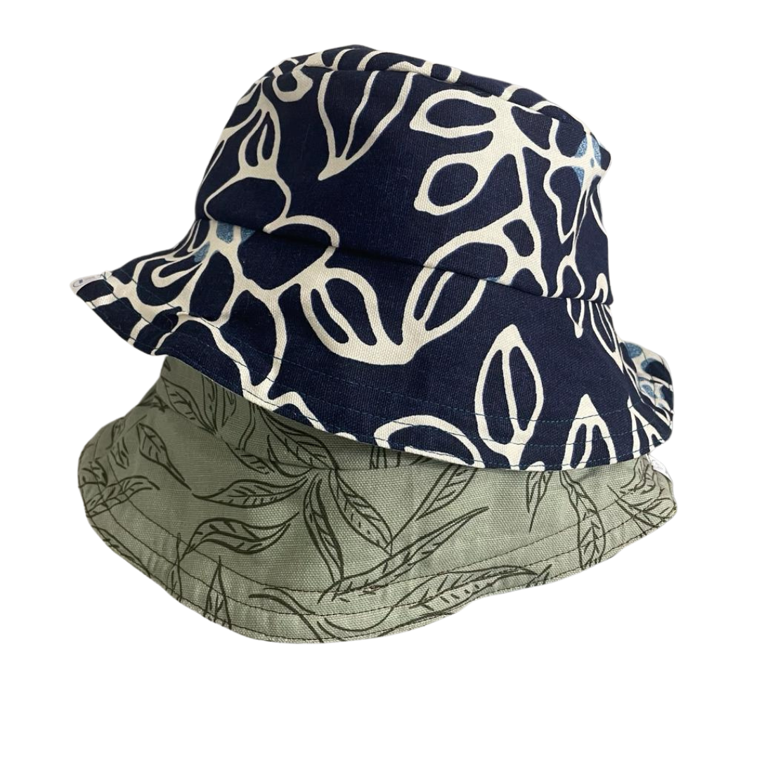 Blue/Leaves Bucket Hat