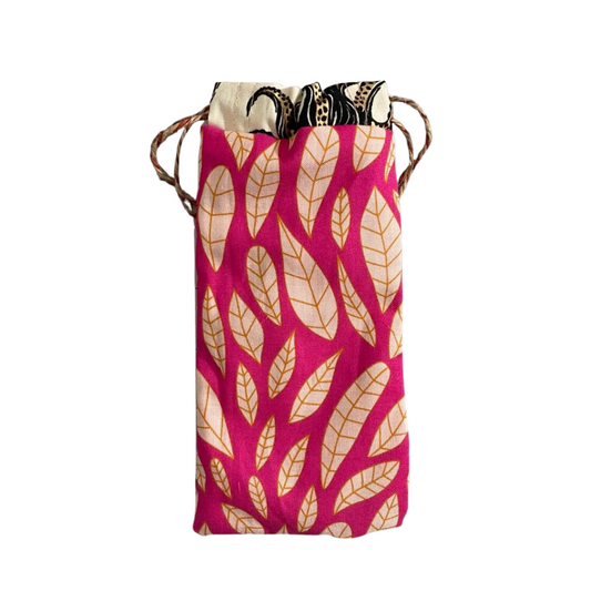 PINK LEAVES SUNGLASS POUCH